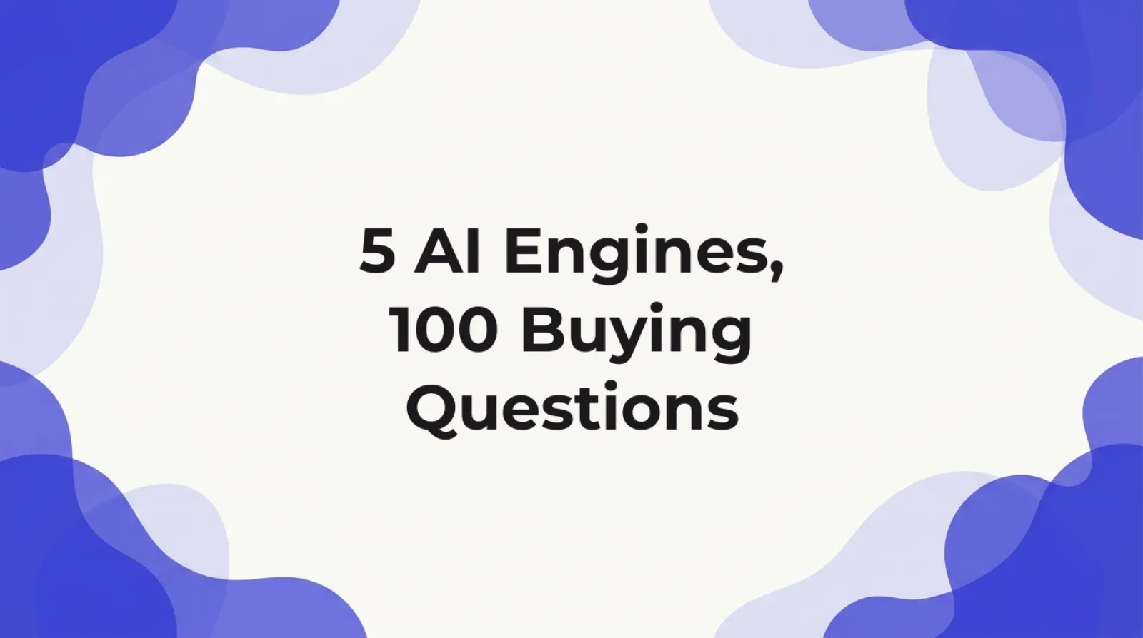 Chart-style cover for a study of how many brands ChatGPT, Claude, Perplexity, Gemini and Google AI Overviews name versus cite across 100 buying questions