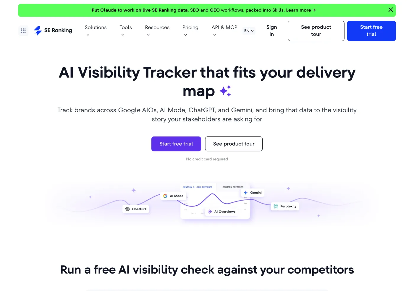 SE Ranking AI visibility tracker page