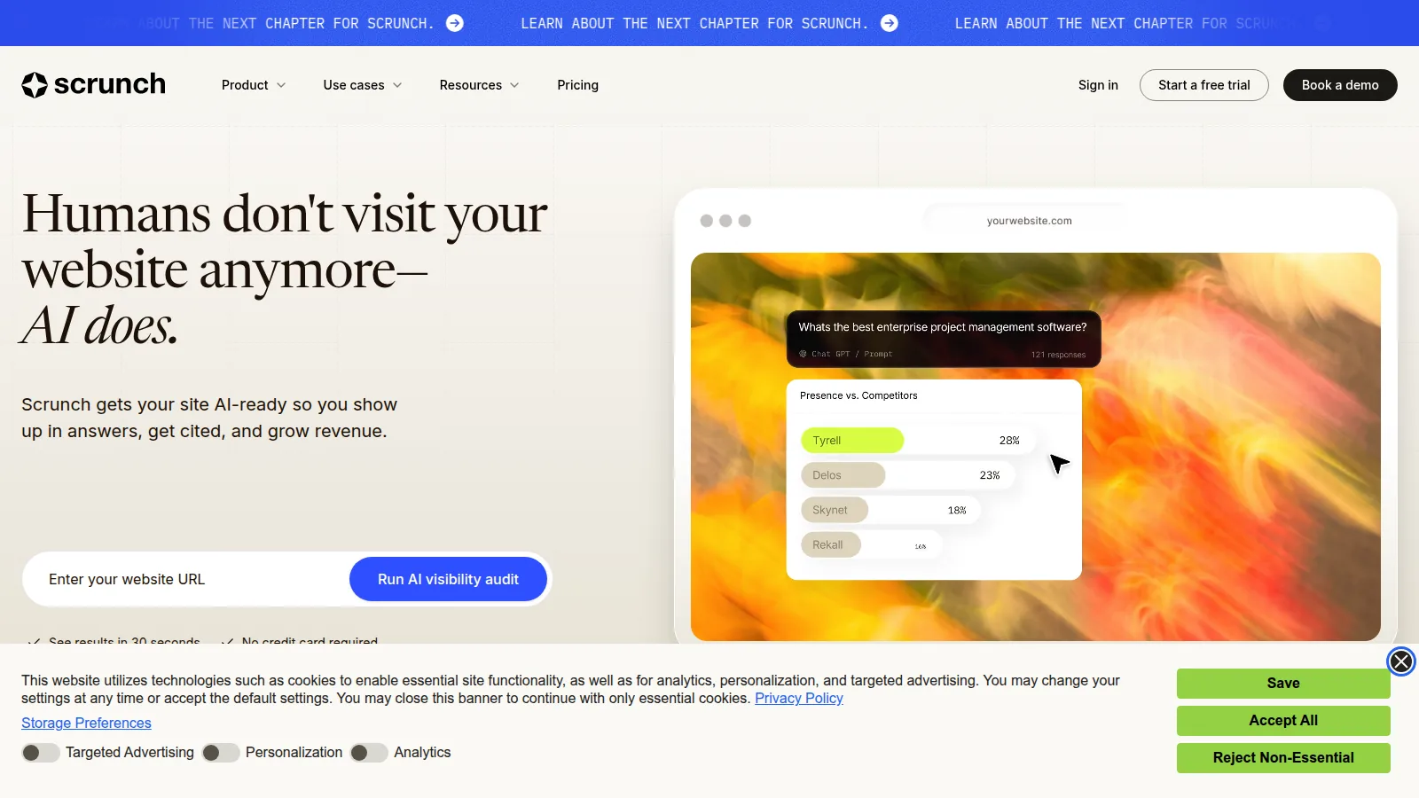 Scrunch AI homepage