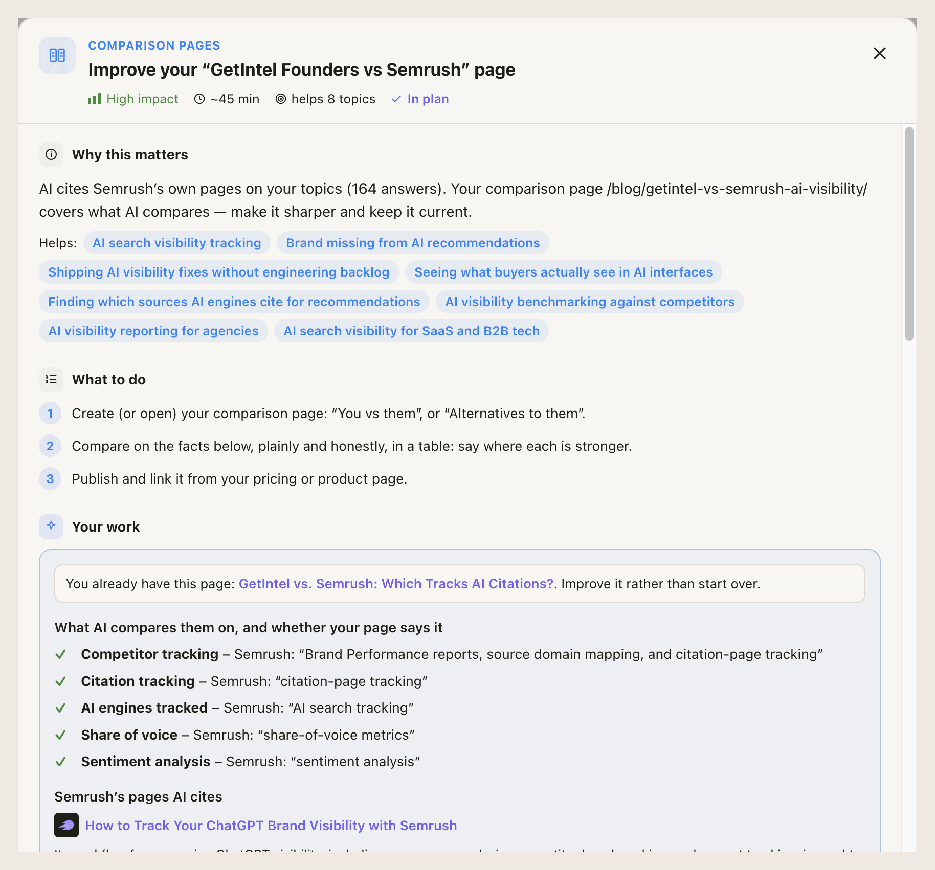A task brief: why it matters, the steps, and the facts already assembled